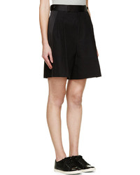 Marc Jacobs Black Cotton Silk High Waist Pleated Shorts