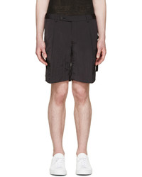 Wooyoungmi Black Crinkled Tape Shorts