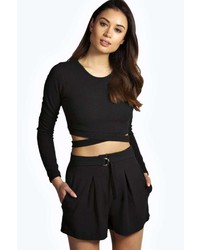 Boohoo Boutique Hayden High Waisted D Ring Detail Shorts