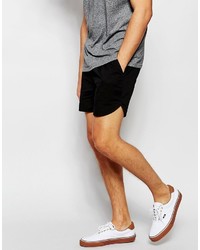 Asos Brand Chino Shorts With Elasticated Waist In Black