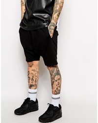 Asos Brand Jersey Shorts In Drop Crotch Mid Length