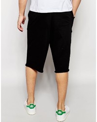 Asos Brand Jersey Shorts With Raw Hem In Black