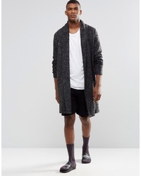 Asos Brand Loungewear Mid Length Jersey Shorts In Black Waffle Fabric