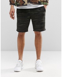 Asos Brand Slim Jersey Shorts In Camo