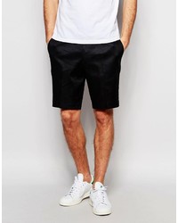 Asos Brand Slim Tailored Shorts In Black Linen Mix