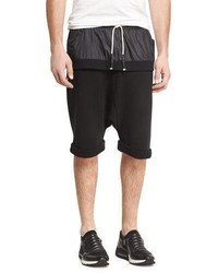 Mostly Heard Rarely Seen Double Layer Banded Drop Rise Shorts Black