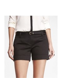 Express 4 12 Inch Belted Cotton Sateen Shorts Black 2