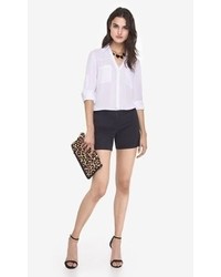 Express Flat Front Stretch Cotton Shorts