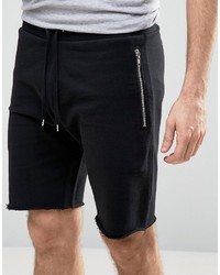 Asos Jersey Shorts With Zips In Black