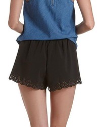 Charlotte Russe Laser Cut Scalloped High Waisted Shorts