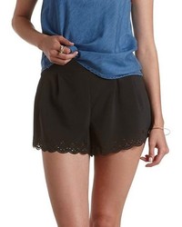 Charlotte Russe Laser Cut Scalloped High Waisted Shorts