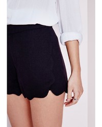 Missguided Scallop Edge Tailored Shorts Black