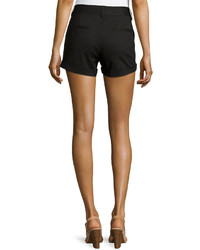 P Luca Flat Front Rolled Cuff Shorts Black