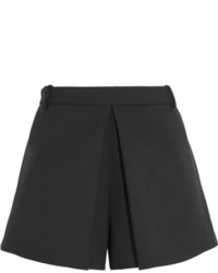 Balenciaga Pleated Wool Blend Crepe Shorts Black