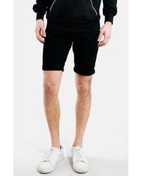 Topman Skinny Fit Black Denim Shorts