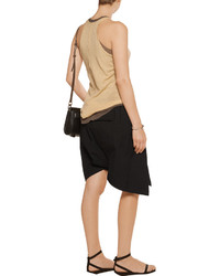 Rick Owens Sold Out Asymmetric Coated Cotton Blend Shorts