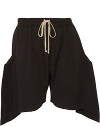 Rick Owens Sold Out Asymmetric Coated Cotton Blend Shorts