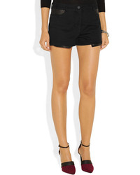 Alexander Wang T By Leather Trimmed Cotton Blend Twill Shorts
