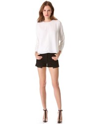 Alexander Wang T By Twill Shorts With Leather Yoke