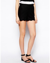 Asos Tall Shorts In Linen With Scallop Hem