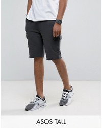 Asos Tall Skinny Jersey Shorts With Cargo Pockets In Washed Black