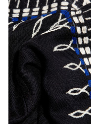 Lemlem Wubit Fringed Embroidered Cotton Blend Shorts Midnight Blue