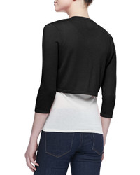 Neiman Marcus Cashmere Collection 34 Sleeve Silk Cashmere Shrug Black
