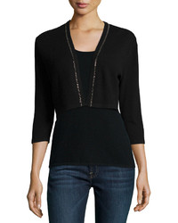 Neiman Marcus Cashmere Collection Cashmere Shrug With Chain Trim