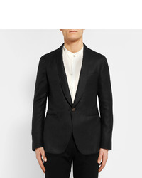 Caruso Black Slim Fit Cashmere And Silk Blend Tuxedo Jacket