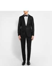 Caruso Black Slim Fit Cashmere And Silk Blend Tuxedo Jacket