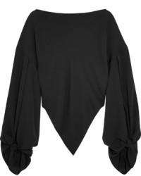 Balenciaga Asymmetric Silk Georgette Top Black