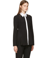 Givenchy Black Silk Contrast Collar Blouse