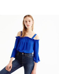 J.Crew Cold Shoulder Top With Bell Sleeves