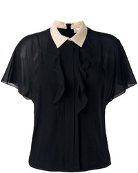 RED Valentino Contrast Collar Sheer Blouse