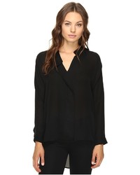 Heather Long Sleeve Silk Collared Blouse Clothing