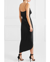 Cushnie Asymmetric Med Silk Satin Wrap Midi Dress