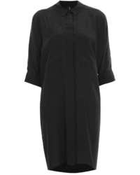 Topshop Sleek Silk Shirt Dress With Oversized Pockets And Button Front Fastening Wear It With Boots