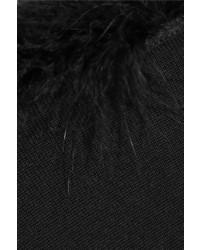 Simone Rocha Feather Trimmed Merino Wool Blend Sweater Black