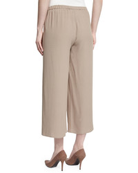 Eileen Fisher Wide Leg Cropped Silk Pants Petite