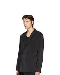 Lemaire Black Dry Silk Double Breasted Blazer