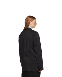 Lemaire Black Silk Double Breasted Blazer