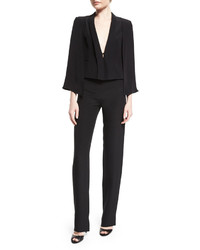 Armani Collezioni Silk Blend Side Zip Trouser Pants Black