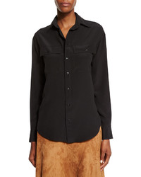 Ralph Lauren Collection Long Sleeve Button Front Shirt Black
