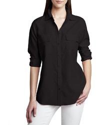 Go Silk Safari Long Sleeve Silk Shirt Petite