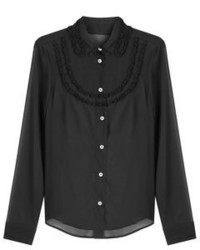 RED Valentino Silk Blouse With Lace Trim