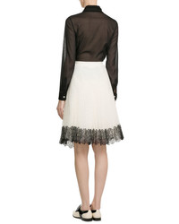 RED Valentino Silk Blouse With Lace Trim