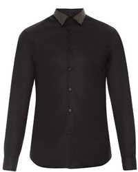 Alexander McQueen Studded Collar Button Cuff Cotton Shirt