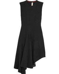 Marni Asymmetric Silk Crepe De Chine Dress Black