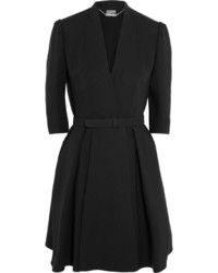 Alexander McQueen Belted Wool And Silk Blend Dress Black
