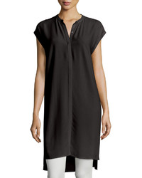 Eileen Fisher Cap Sleeve Silk Georgette Layering Dress